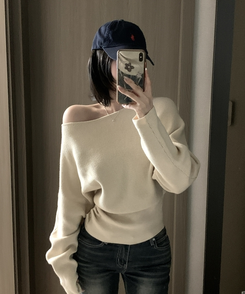 ワンショルダースリムニット BEIGE