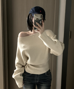 ワンショルダースリムニット BEIGE