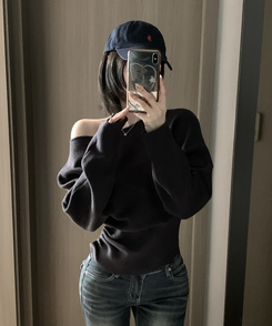 ワンショルダースリムニット CHARCOAL