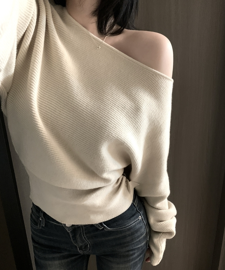 ワンショルダースリムニット BEIGE