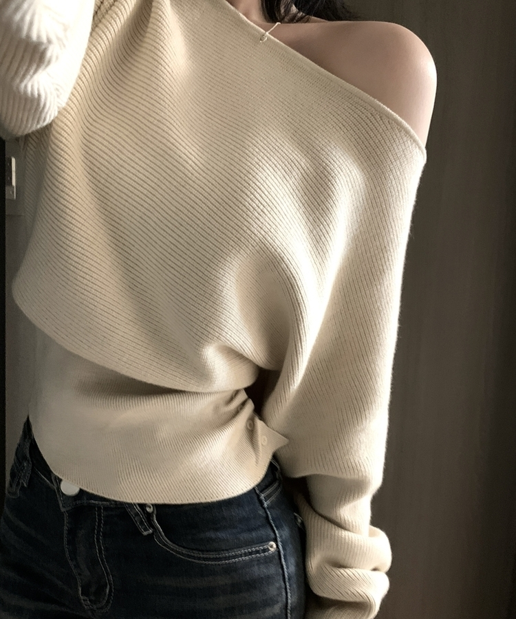 ワンショルダースリムニット BEIGE