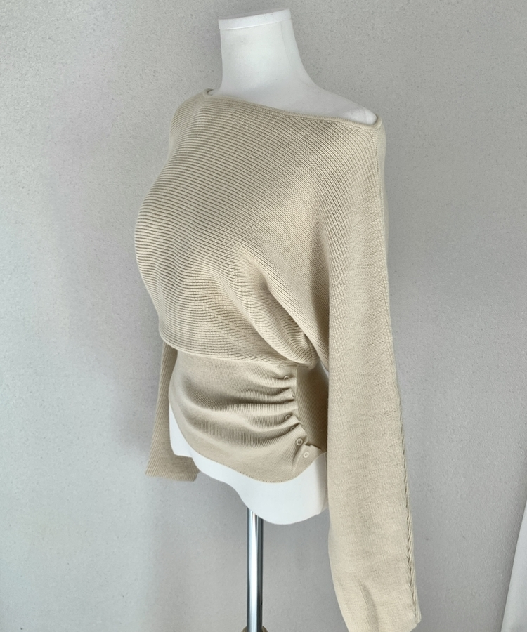 ワンショルダースリムニット