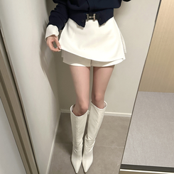 【ベルト付き】スリムミニスカートパンツ WHITE