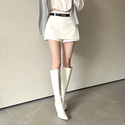 【ベルト付き】スリムミニスカートパンツ WHITE