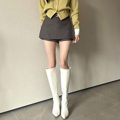 【ベルト付き】スリムミニスカートパンツ GREY