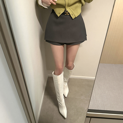 【ベルト付き】スリムミニスカートパンツ GREY