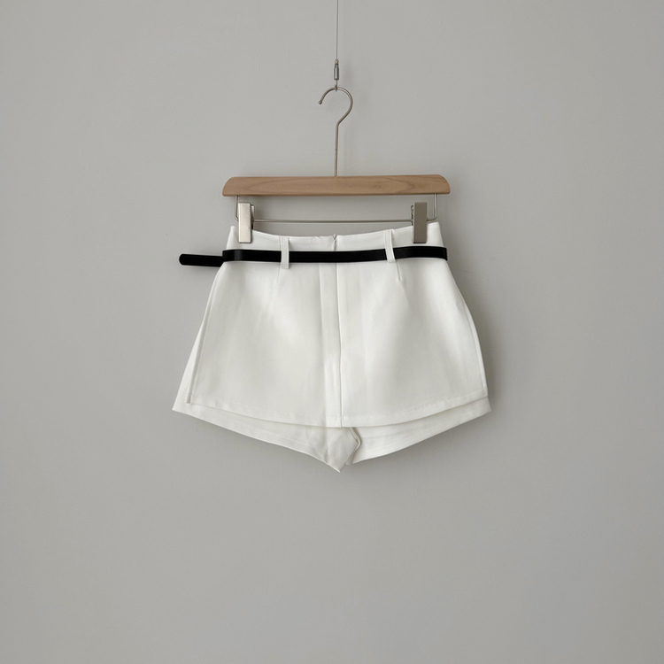 【ベルト付き】スリムミニスカートパンツ