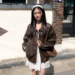 レザーブルゾンジャケット BROWN