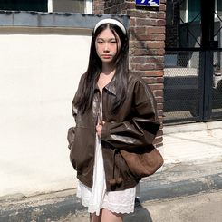 レザーブルゾンジャケット BROWN