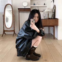 レザーブルゾンジャケット BLACK