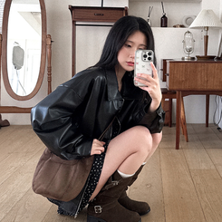 レザーブルゾンジャケット BLACK