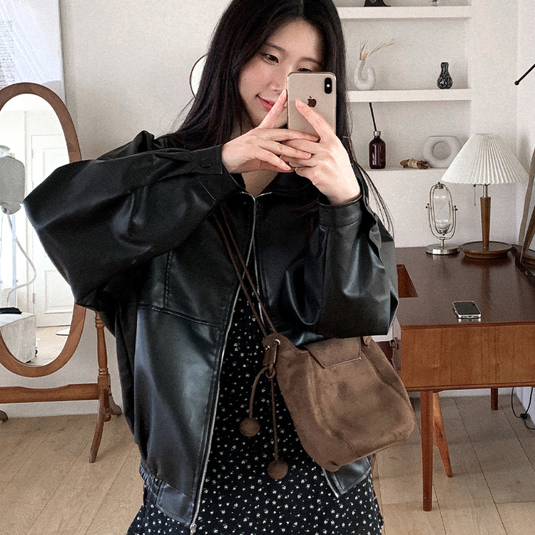 レザーブルゾンジャケット BLACK