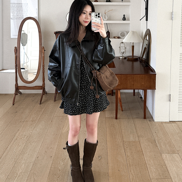 レザーブルゾンジャケット BLACK