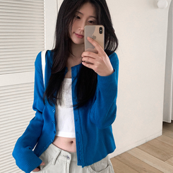 ラウンドニットカーディガン BLUE