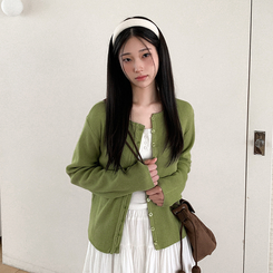 ラウンドニットカーディガン OLIVE
