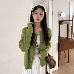 ラウンドニットカーディガン OLIVE