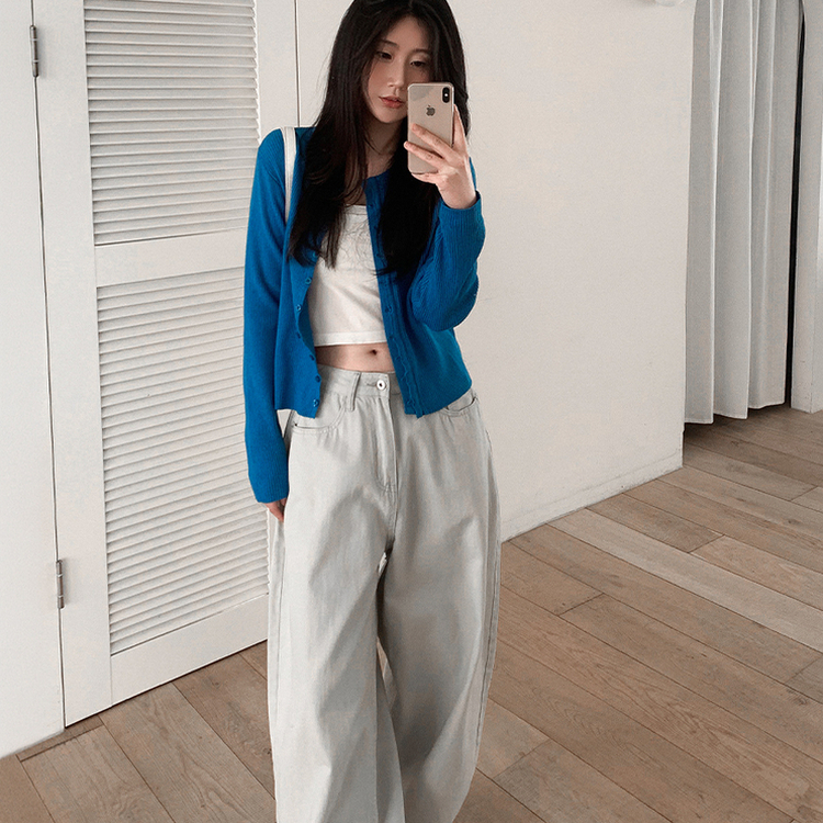 ラウンドニットカーディガン BLUE