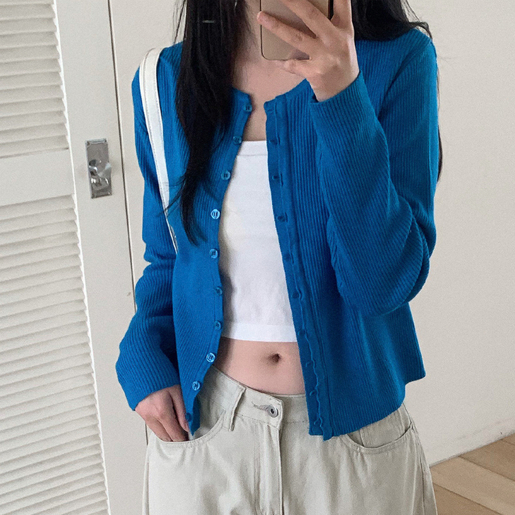 ラウンドニットカーディガン BLUE