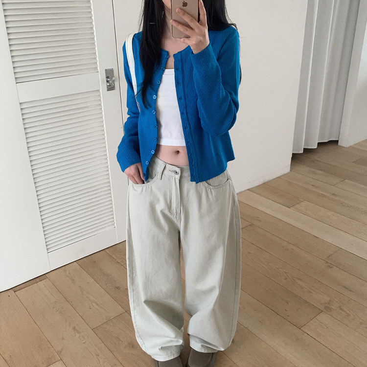 ラウンドニットカーディガン BLUE