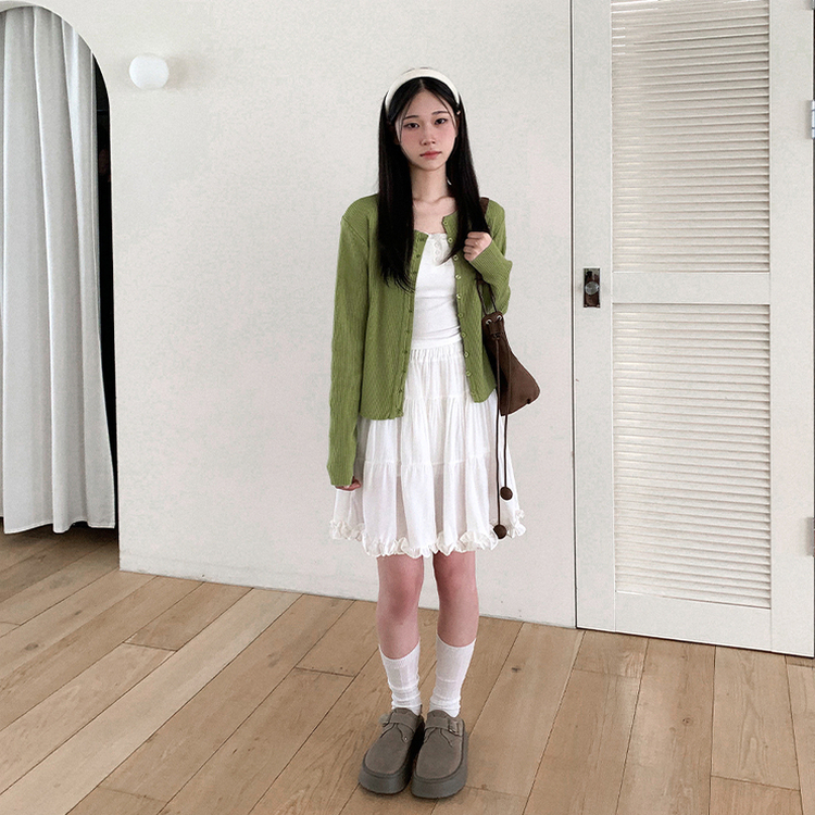 ラウンドニットカーディガン OLIVE