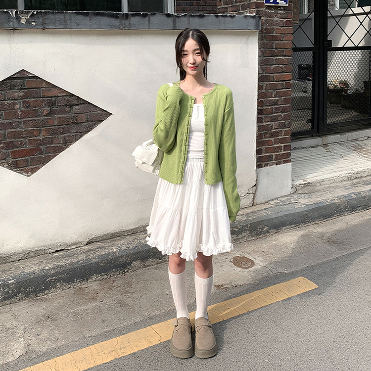 ラウンドニットカーディガン OLIVE
