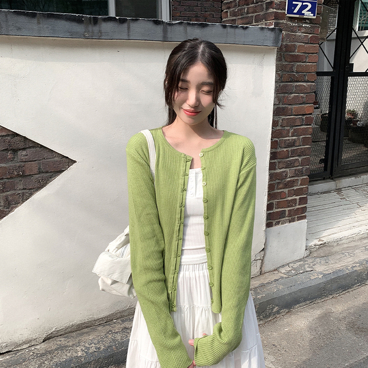 ラウンドニットカーディガン OLIVE