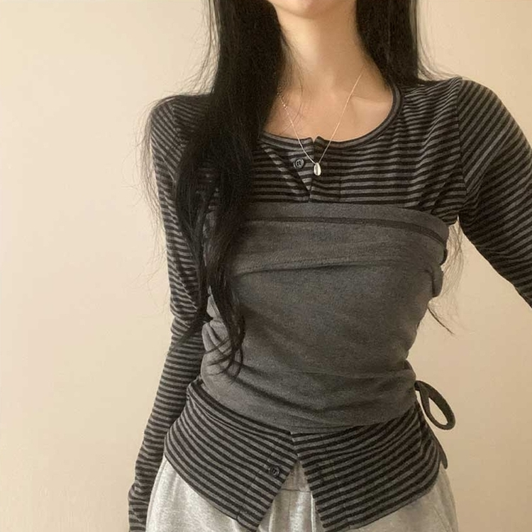 【SET】ボーダーカーディガン シアリングラップトップ CHARCOAL