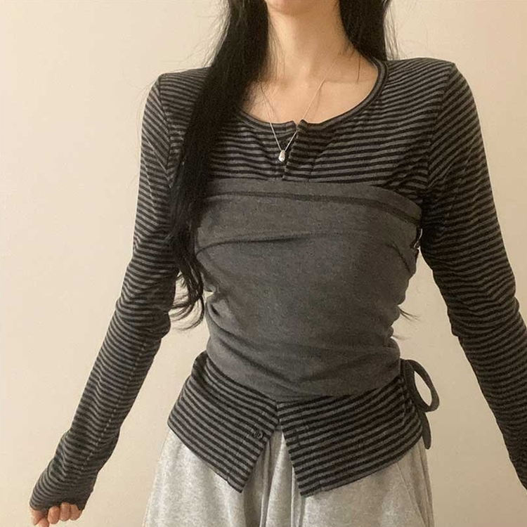 【SET】ボーダーカーディガン シアリングラップトップ CHARCOAL