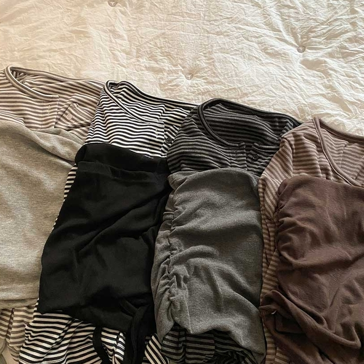 【SET】ボーダーカーディガン シアリングラップトップ