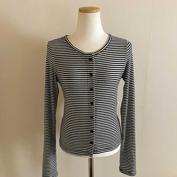 【SET】ボーダーカーディガン シアリングラップトップ