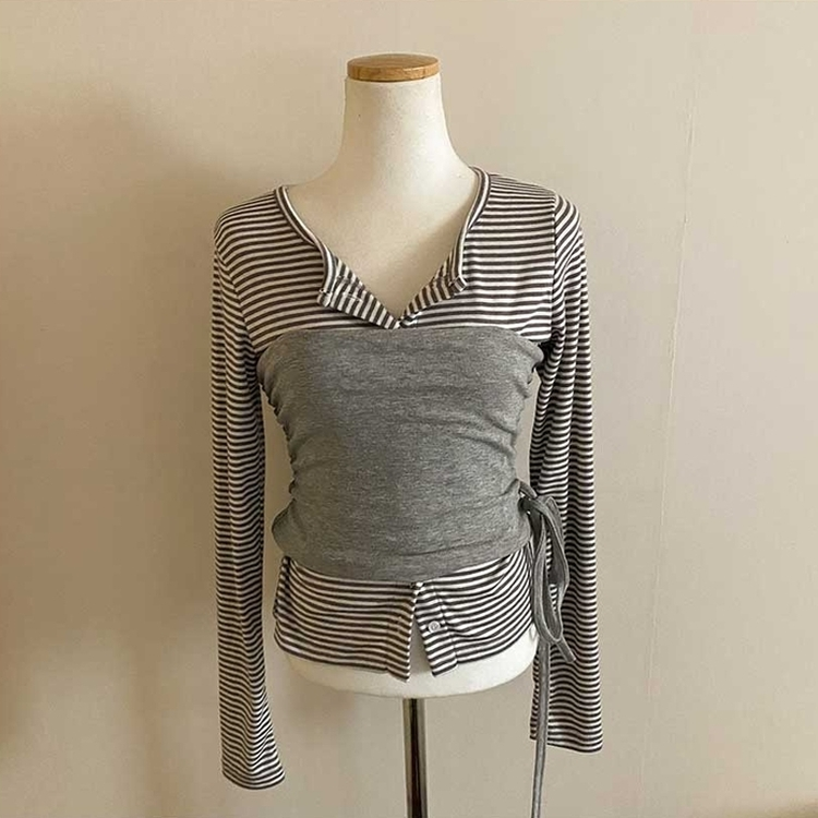 【SET】ボーダーカーディガン シアリングラップトップ