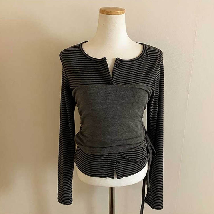 【SET】ボーダーカーディガン シアリングラップトップ