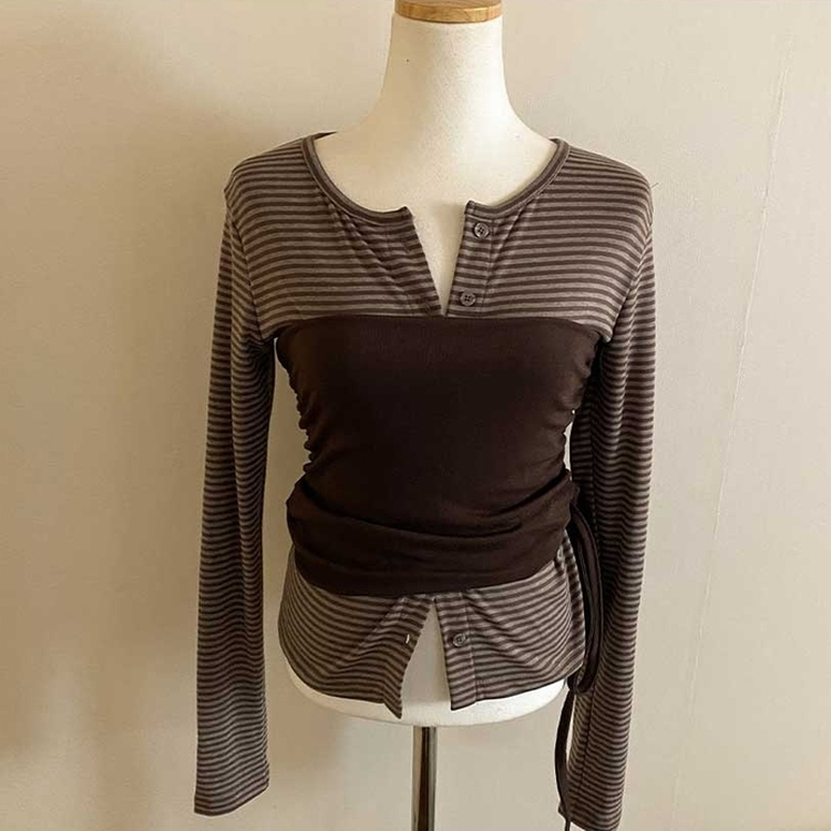 【SET】ボーダーカーディガン シアリングラップトップ