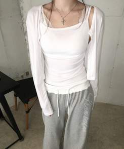 バイカラーレタリングトレーニングパンツ GREY