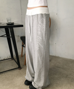 バイカラーレタリングトレーニングパンツ GREY