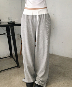 バイカラーレタリングトレーニングパンツ GREY