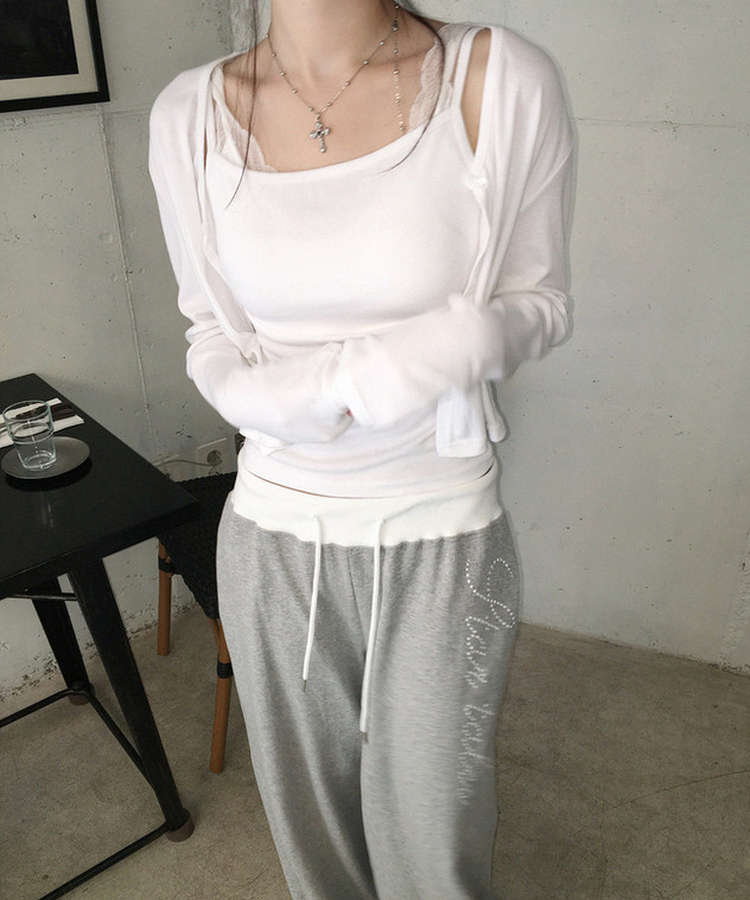 バイカラーレタリングトレーニングパンツ GREY