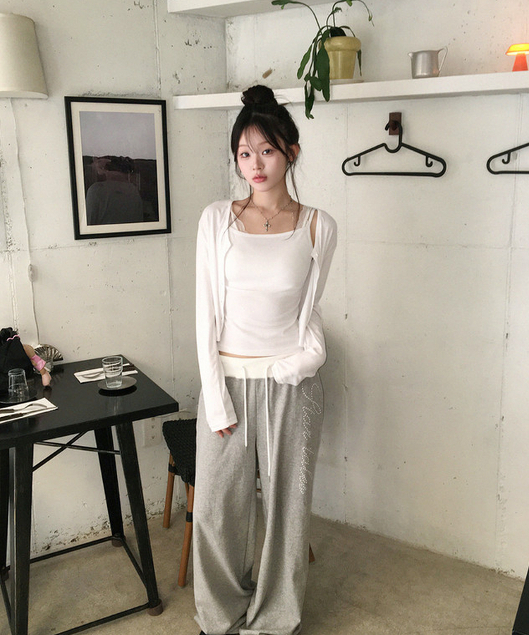 バイカラーレタリングトレーニングパンツ GREY