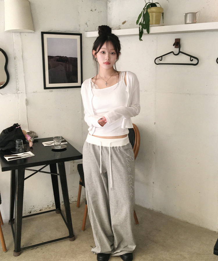 バイカラーレタリングトレーニングパンツ GREY