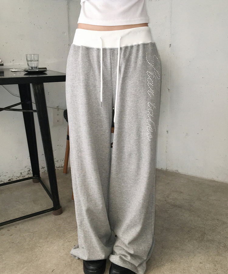 バイカラーレタリングトレーニングパンツ GREY