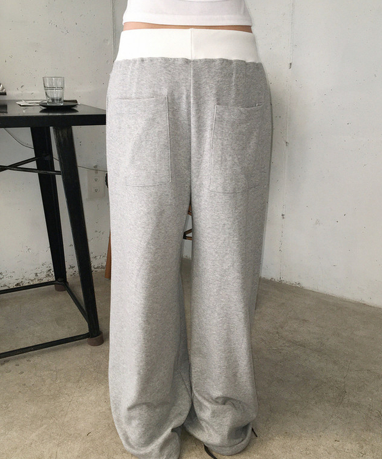 バイカラーレタリングトレーニングパンツ GREY