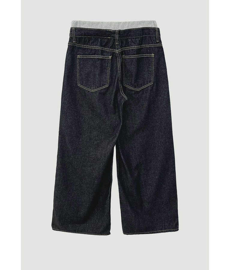 バンディングワイドデニムパンツ