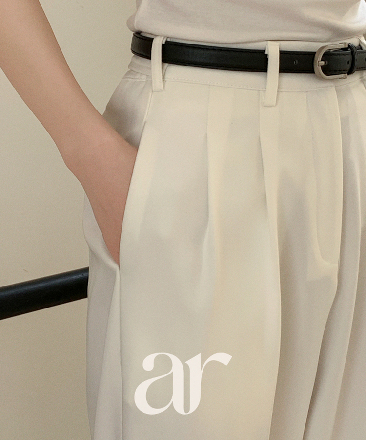 （S-2XL／ショート＆ベーシック＆ロング／3丈）ツーピンタック ビジョー セミワイドスラックス IVORY