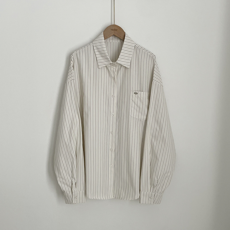 펜던트 사이드버튼 스트라이프 왕오버핏 셔츠 빅사이즈 봄신상