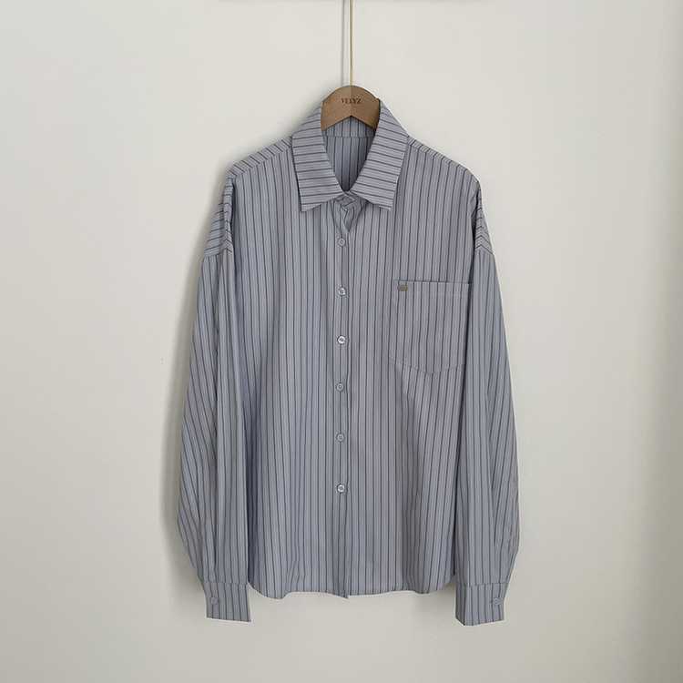 펜던트 사이드버튼 스트라이프 왕오버핏 셔츠 빅사이즈 봄신상