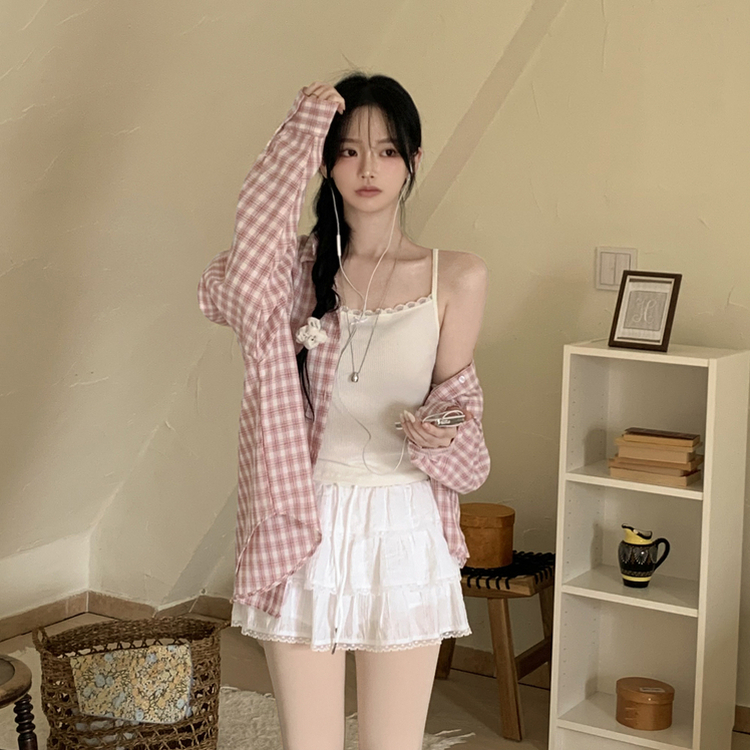 벚꽃룩 핑크 체크 사이드 옆버튼 왕오버핏 긴팔 셔츠 남방 봄코디 봄셔츠 캠퍼스룩 빅사이즈 핑크