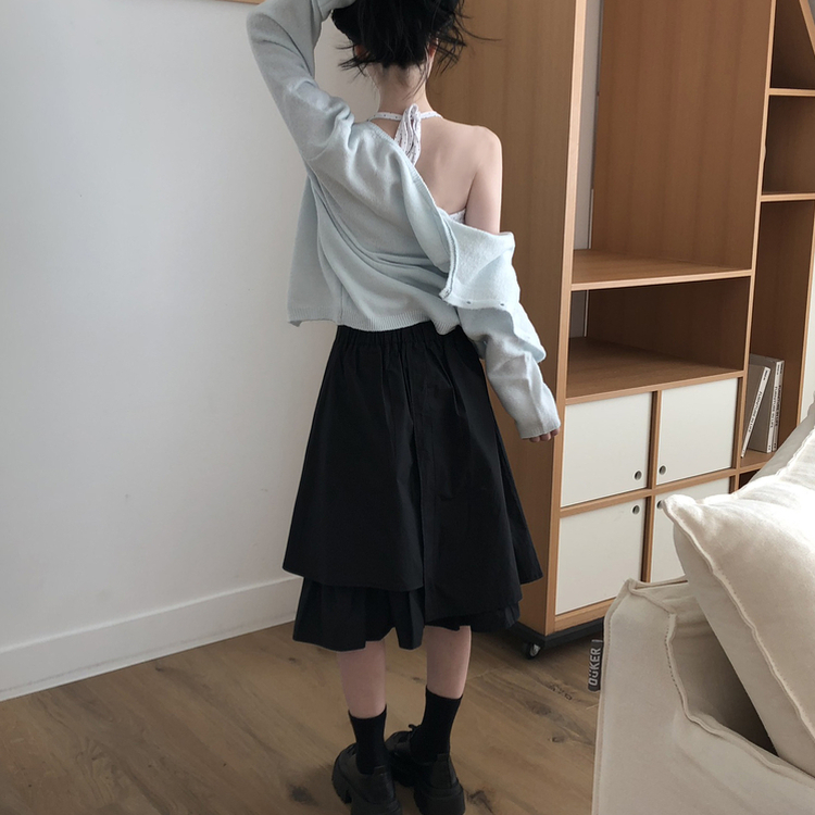 ベーシックラウンド長袖カーディガン(6color) SKYBLUE