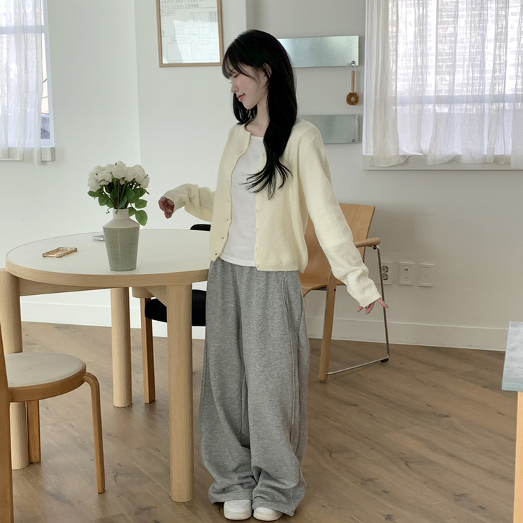 ベーシックラウンド長袖カーディガン(6color) IVORY