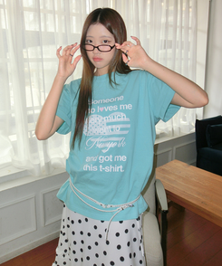 ハートレタリングプリント半袖Tシャツ BLUE