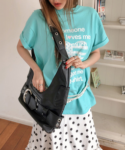 ハートレタリングプリント半袖Tシャツ BLUE